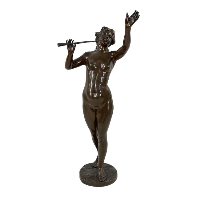 Early 20th Century "Musique" (Music) - An Elegant Art Nouveau Bronze by Marcel Debut For Sale