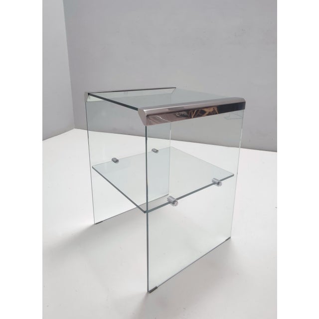 1980s Vintage Tempered Glass and Steel Side Table by Gallotti & Radice, 1970s For Sale - Image 5 of 9