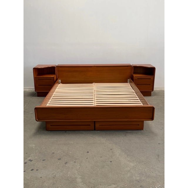 Mid-Century Modern Vintage Danish Teak California King Bed For Sale - Image 3 of 18