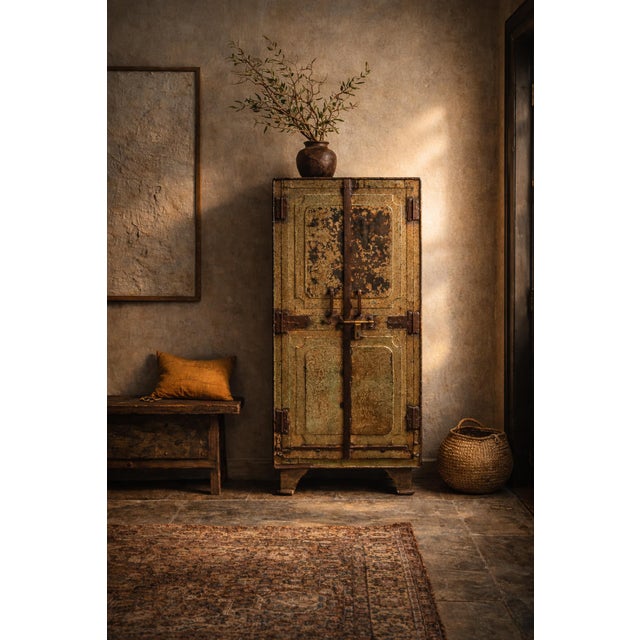 Vintage Industrial Iron Safe Cabinet For Sale - Image 10 of 10