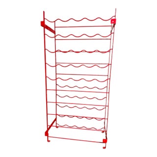 Vintage 1980s Herby 50-Bottle Red Metal Wine Rack, Habitat For Sale