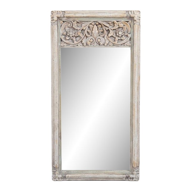 Early 21st Century Swedish Gustavian-Style Carved Trumeau Mirror, Newly Painted For Sale