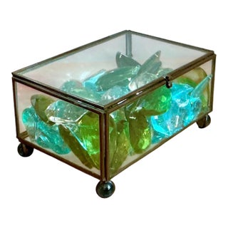 Retro Glass Display Box With Crystal and Resin Prisms For Sale