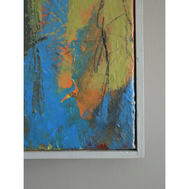 Textile 1992 Modernist 'Cobalt Collision' Vintage Original Abstract Oil Painting, Framed For Sale - Image 7 of 12