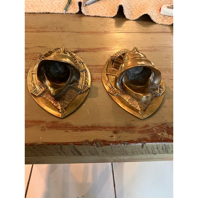 Vintage H. Vankruck Dutch Cast Brass Pierrot Jester Wall Pockets — Pair For Sale - Image 11 of 11