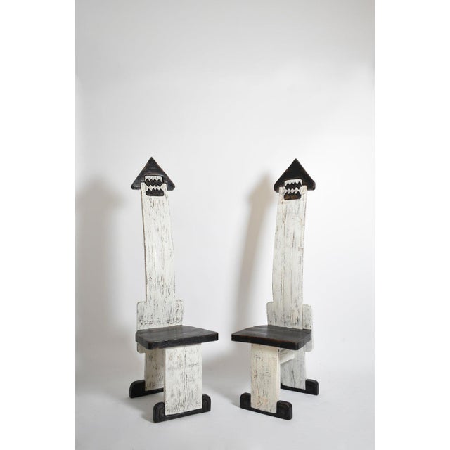 Bi-Color Tainted Wooden Chairs, 1980s, Set of 2 For Sale - Image 6 of 6