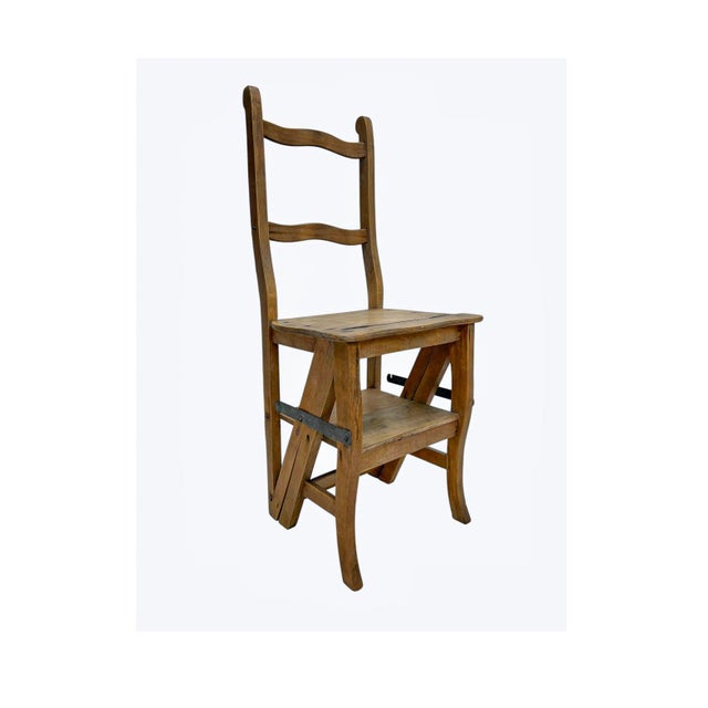 Metamorphic Wooden Folding Library Stepladder, 1890s For Sale - Image 6 of 17