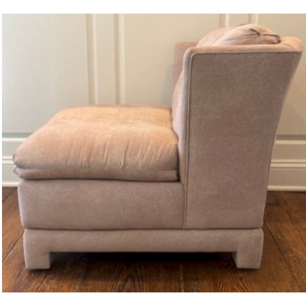 Mid-Century Modern Mid Century Marjorie Reese Carson Style Camel Color Chairs With Modified Wings and Upholstered Square Leg Bases For Sale - Image 3 of 7