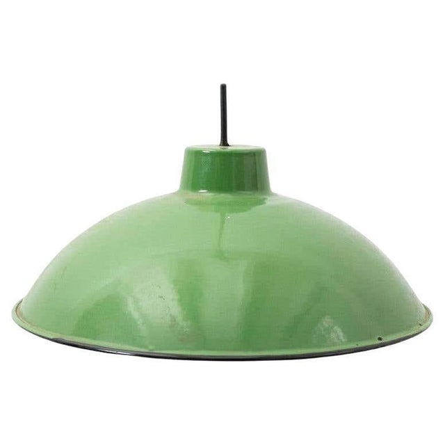 Early 20th Century Antique Green Lacquered Metal Ceiling Lamp For Sale - Image 6 of 6