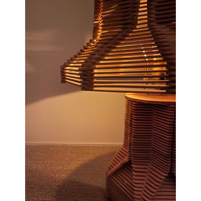 Mid-Century Handcrafted Sculptural Wood Table Lamp For Sale In New York - Image 6 of 11