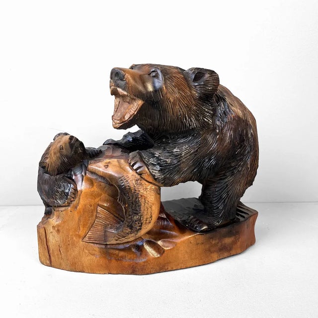 Brown Wooden Hokkaido Kibori Kuma Bear, Japan, 1950s For Sale - Image 8 of 8