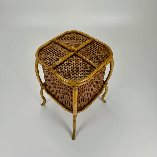 Mid-Century Bamboo and Wicker Storage Box, Italy, 1960s For Sale - Image 4 of 8
