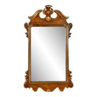 Late 20th Century La Barge Georgian Style Mirror With Distressed Gilt Accents For Sale