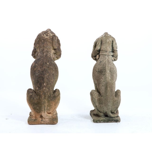 Matched Pair of Composite Stone Dogs With Fruit Baskets, England Mid 20th C. For Sale - Image 10 of 13