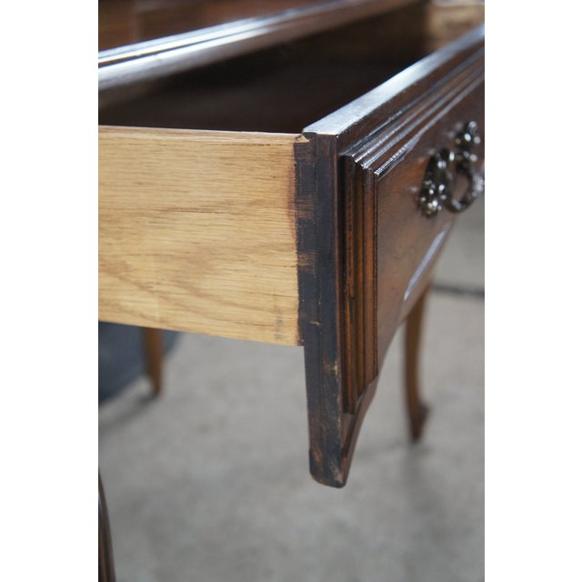 Late 20th Century Late 20th Century National Mt Airy French Provincial Louis XV Walnut Writing Desk W Mirror & Light For Sale - Image 5 of 15