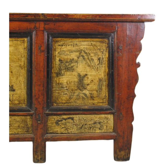 Hand Painted Antique Gansu Bedding Cabinet For Sale In Greensboro - Image 6 of 12