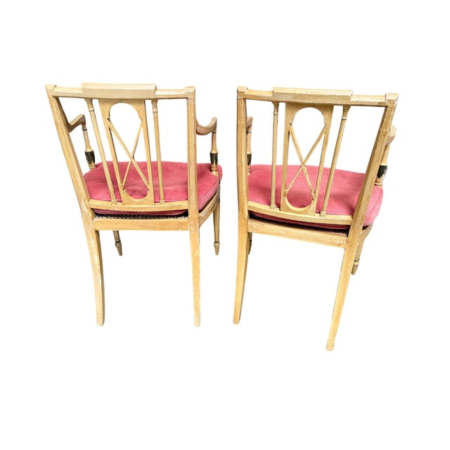 Antique Neoclassical Floral Painted Armchairs - A Pair For Sale - Image 4 of 18