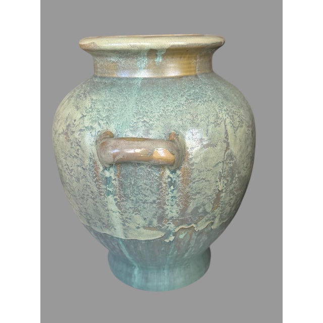 Large & Impressive Vintage Fulper Double Handled 12" Art Pottery Vase For Sale - Image 10 of 12