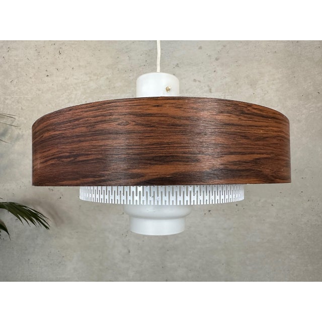 Vintage Pendant Lamp in Metal and Opaline, 1970s For Sale - Image 3 of 11