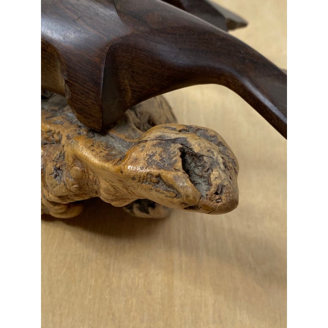 Wooden Dolphins Sculptures Mounted on a Piece of Driftwood For Sale - Image 9 of 12