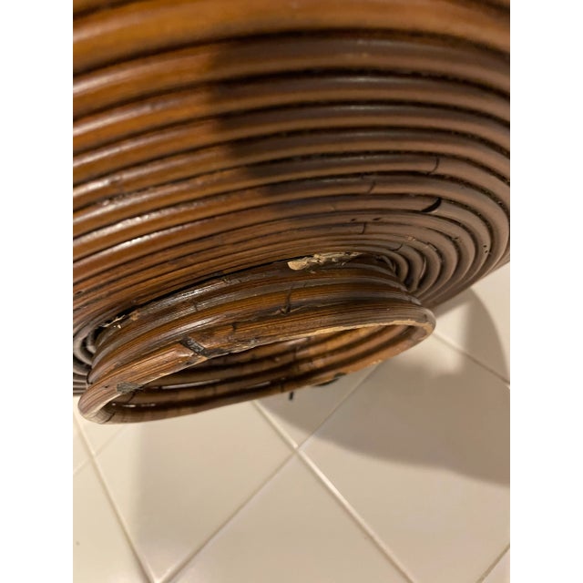 Wood 1970’s Large 20" Crespi Style Pencil Reed Footed Bowl For Sale - Image 7 of 10