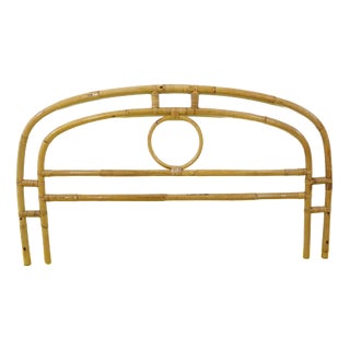 Woven Bamboo Headboard with Arch and Circle Pattern For Sale