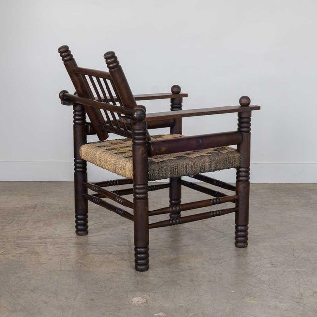 1940s Oak and Woven Lounge Chair by Charles Dudouyt For Sale In Los Angeles - Image 6 of 14