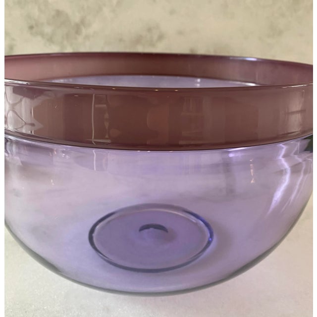 Contemporary Vintage Swedish Purple Glass Bowl - Signed For Sale - Image 3 of 10