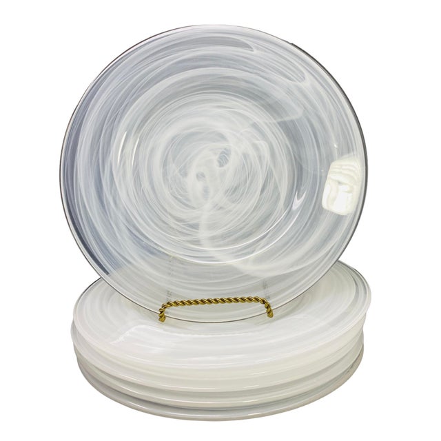 1990s Alabaster Glass Dinner & Salad Plates- Set of 10 For Sale In Tampa - Image 6 of 9