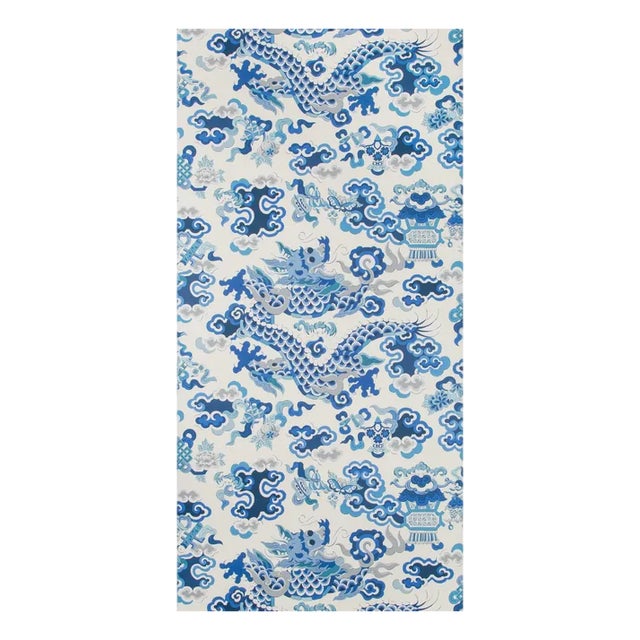 Brunschwig & Fils Wallpaper-Ming Dragon #P8019113-155 Ivory - 6 Rolls For Sale