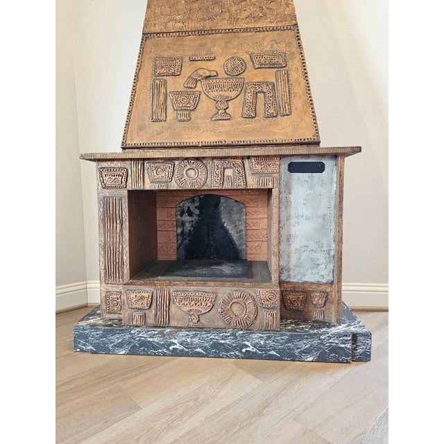 Mid-Century Modern Brutalist Style Fireplace Form Bar Cabinet For Sale In Dallas - Image 6 of 12