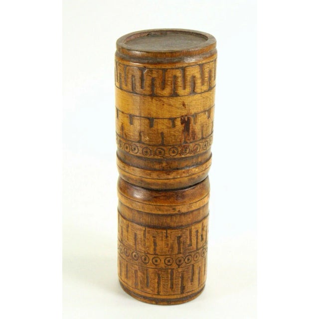 Asian Late 19th Century Carved Wood Lime Container Indonesia # 3 For Sale - Image 3 of 8