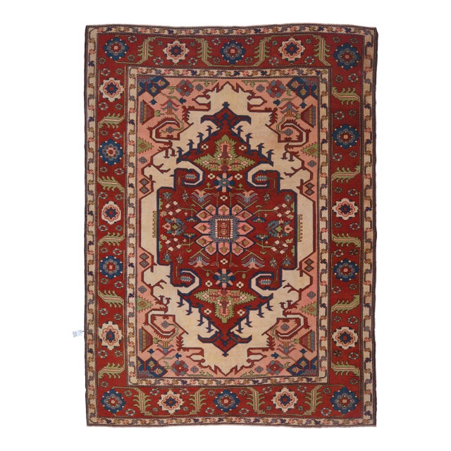 1970s Vintage Milas Handmade Wool Cotton Pink Red Area Rug For Sale