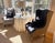 A Pair of Custom Blue Wingback Chairs Blue Herringbone by Mitchell Gold & Bob Williams / Navy Blue Linen by Restoration...