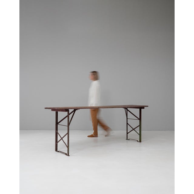 20th Century French Metal & Wooden Folding Garden Table For Sale - Image 4 of 18
