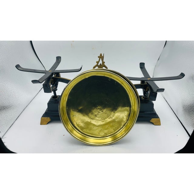 English Antique English Iron Scale With Brass Trays For Sale - Image 3 of 8
