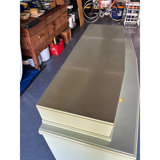 Robin's Egg Blue Oomph Manhattan Chest With Dividend - Oceanfront & Brass For Sale - Image 8 of 12