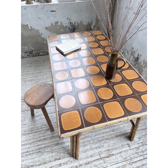 Rattan Ceramic Table, 1950s For Sale - Image 17 of 18
