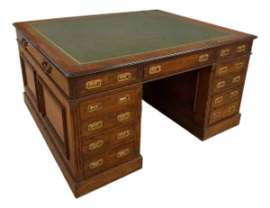 Monumental 19th Century Mahogany Campaign Partner’s Library Desk