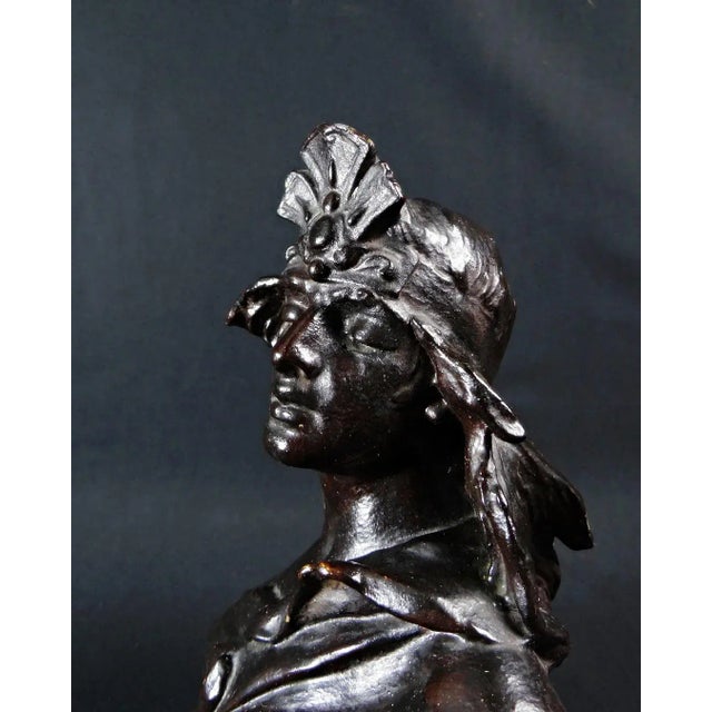 Art Nouveau Black Spelter Proof Bust of Cleopatra by Jean Foretay, 1890s-1910s For Sale - Image 6 of 15