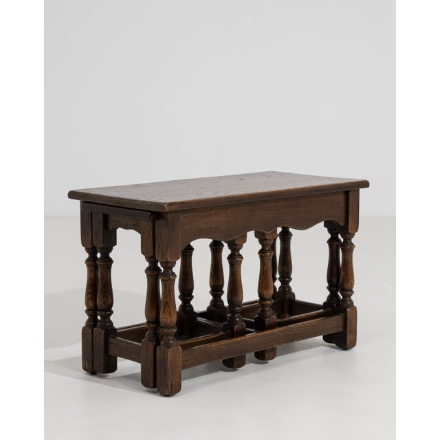 Set of 3 French Oak Nesting Tables, Circa 1970 For Sale - Image 13 of 14