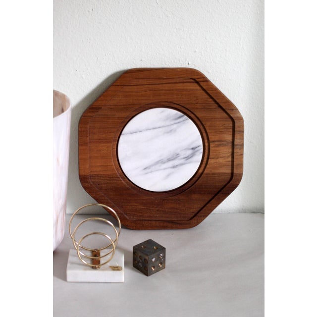 1960s Mid-Century Marble and Wood Cheese Board For Sale - Image 9 of 11