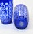 Glass Vases Cobalt Blue Cut Urns Geometric Decoration, Set of 2 For Sale - Image 3 of 4