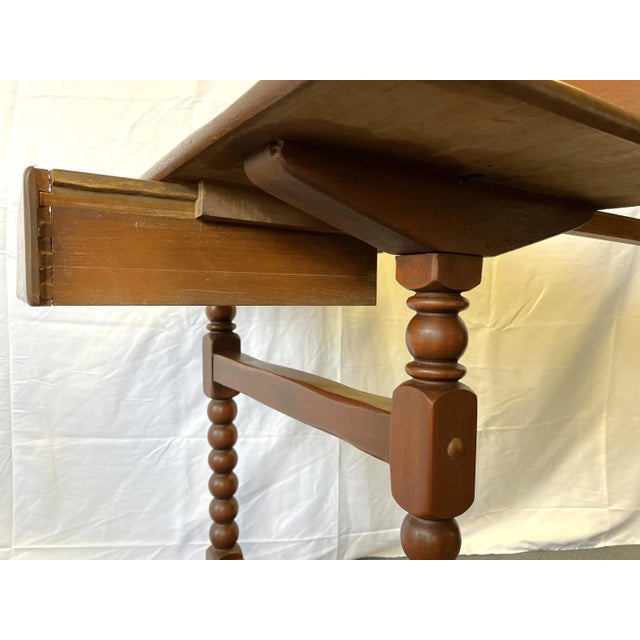 Early 20th Century Antique Ship's Navigation Table/ Desk Handmade of Solid Wood With Barley Twist Legs For Sale - Image 5 of 13