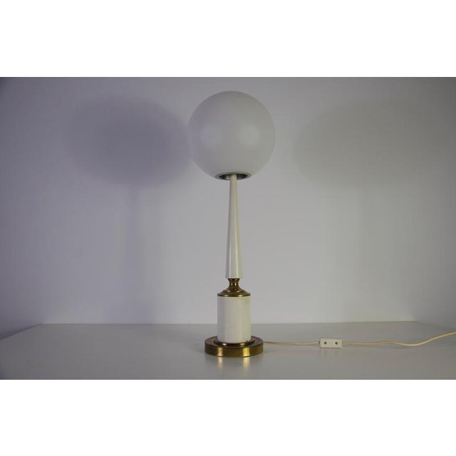 Vintage Italian Table Lamp in White Metal and Opal Glass, 1960s For Sale - Image 6 of 15