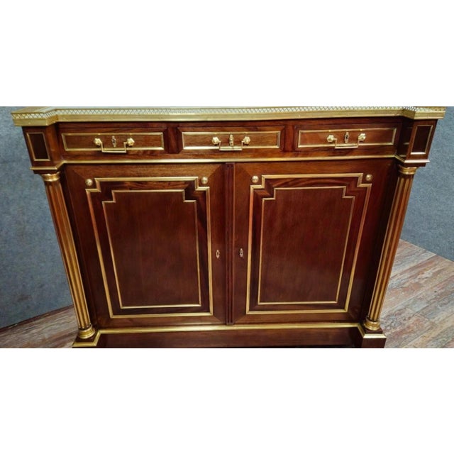 Parisian Buffet in Mahogany and Gilt Brass with Marble Top For Sale - Image 14 of 15