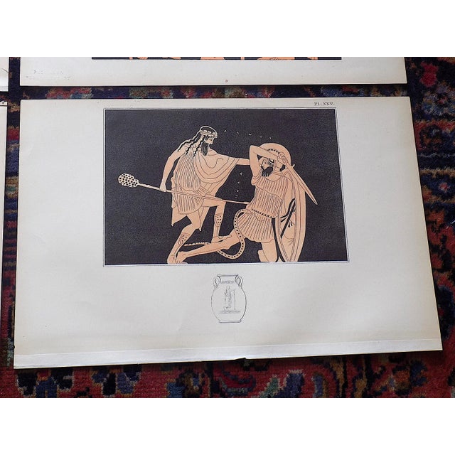 Printmaking Materials Authentic Antique Early 19th Century Large Folio Hand Colored Neoclassical Greek Vase Motif Lithographs - Set of 6 For Sale - Image 7 of 11