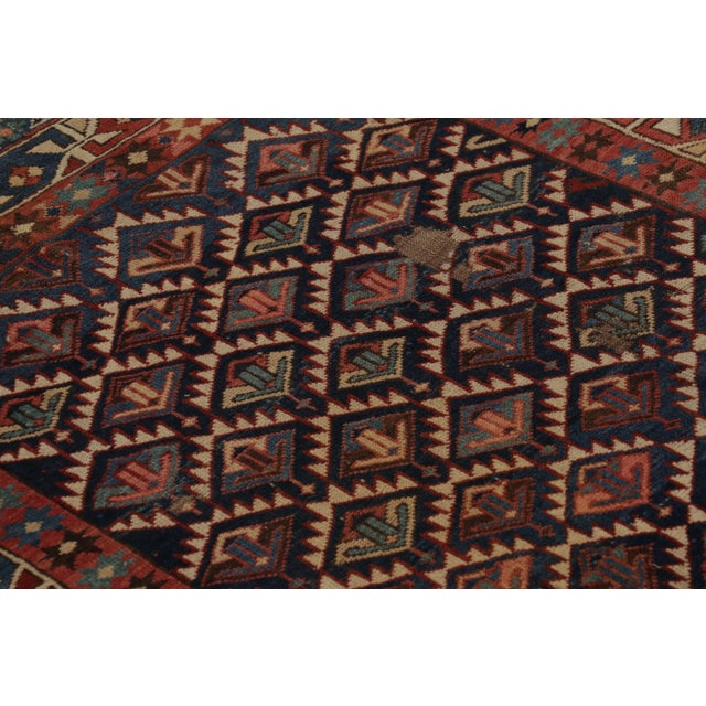 1900 - 1909 Antique Kuba Rug in Beige-Brown With Tribal Geometric Patterns - Rug & Kilim For Sale - Image 5 of 8