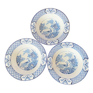 Antique Blue and White Wood and Sons Made in England 6 1/2" Bowls "Yuan" Pattern Set of 3 For Sale