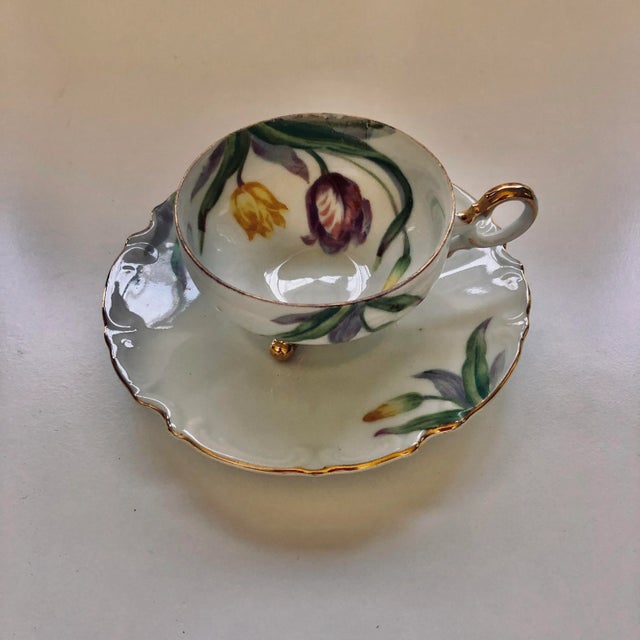 Vintage Floral Pattern Porcelain Cup & Saucer Set- 2 Pieces For Sale In New York - Image 6 of 6